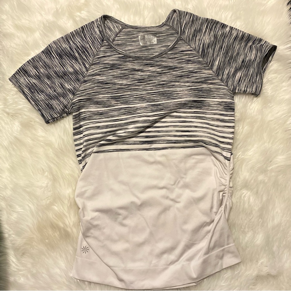 🔵Athleta Finish Fast Space Dye Tee Black & White Medium🔵 Preowned